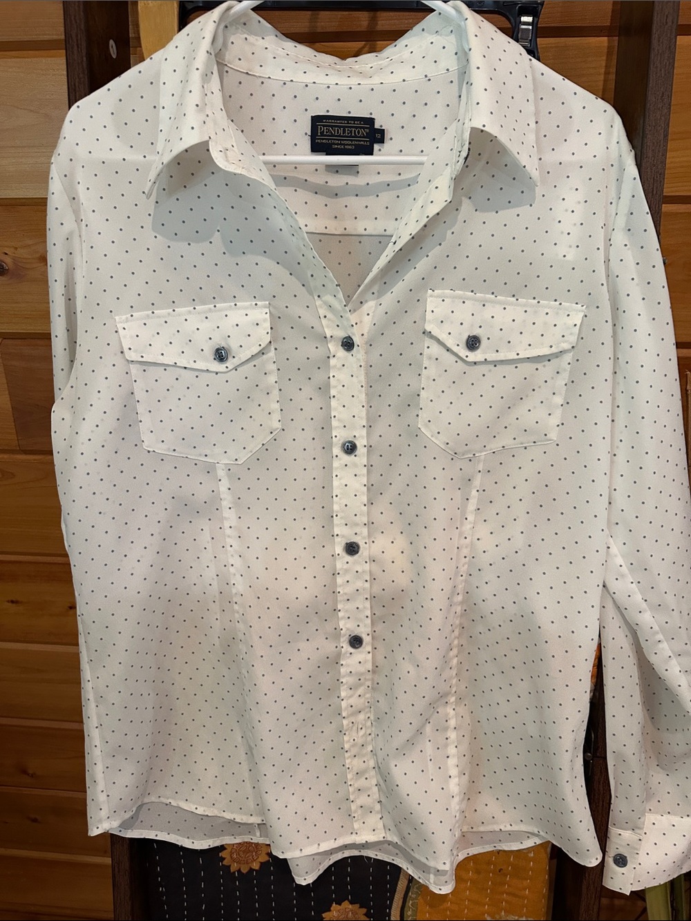 Pendleton White Button-Down Shirt with Micro Dot Pattern
